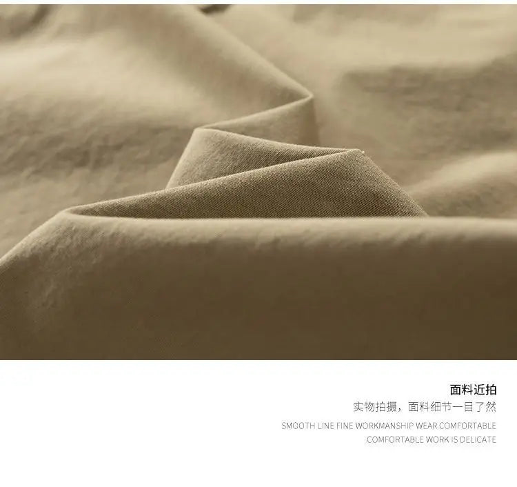 Workwear shirt for men summer loose and casual short-sleeved men American retro lapel coat trendy brand outdoor wear