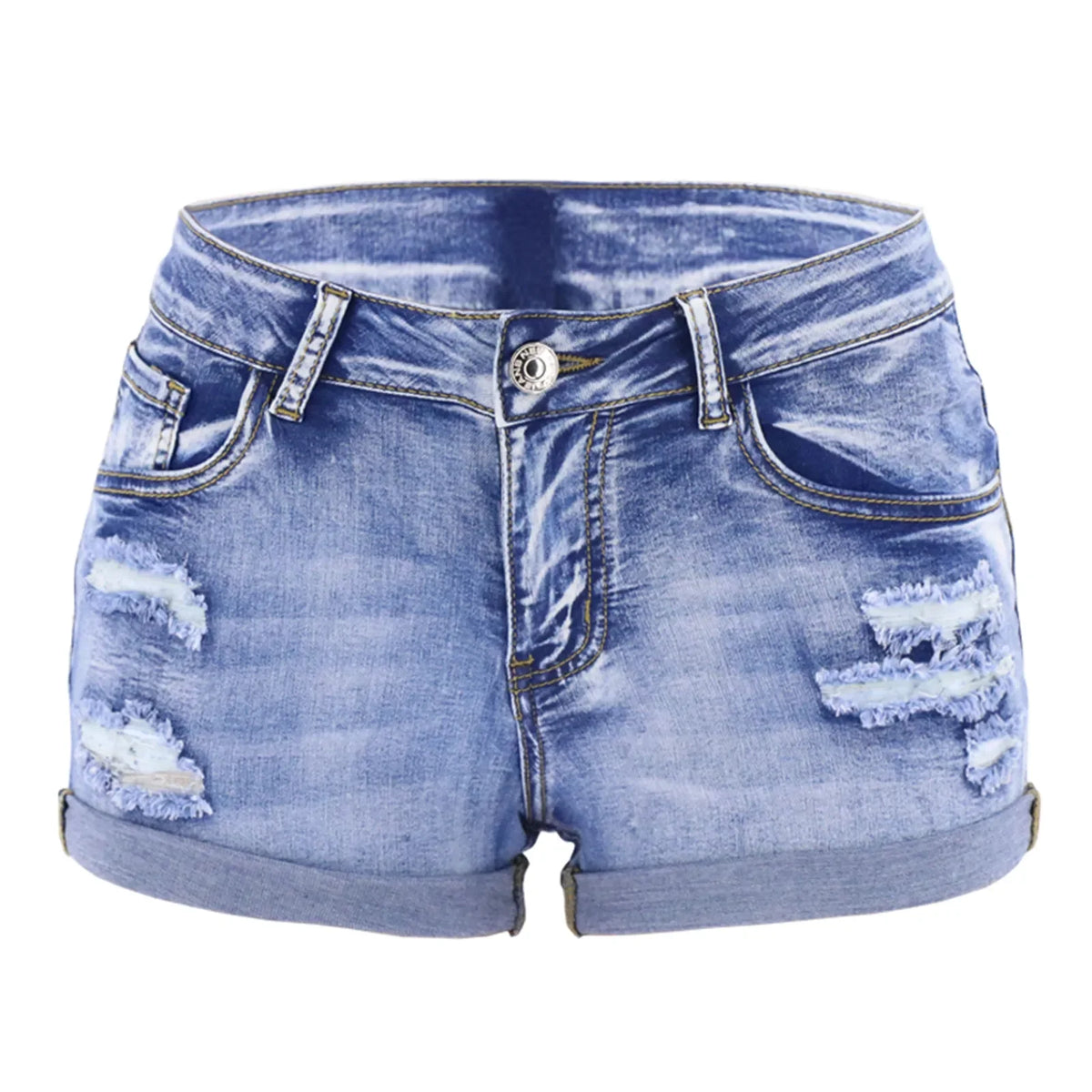 Split Cuff Denim Beach Shorts