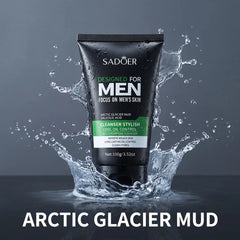 Men Glacier Mud Salicylic Acid Cleanser Long Oil Control Deep Purify Pores Wash Daily Grime Soft Coarse Skin Facial Cleanser