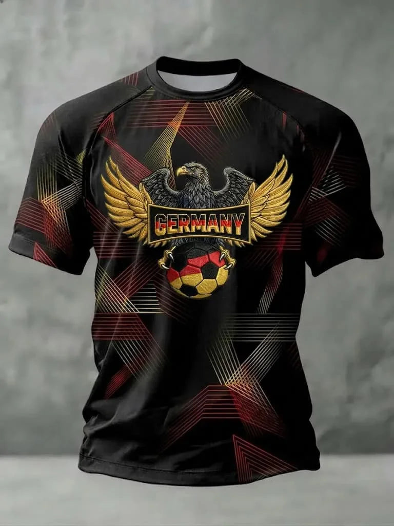 2026 New Germany National Team White Football Jersey Men's Crew Neck Sportswear with Flag & Eagle Print Casual & Training Tops