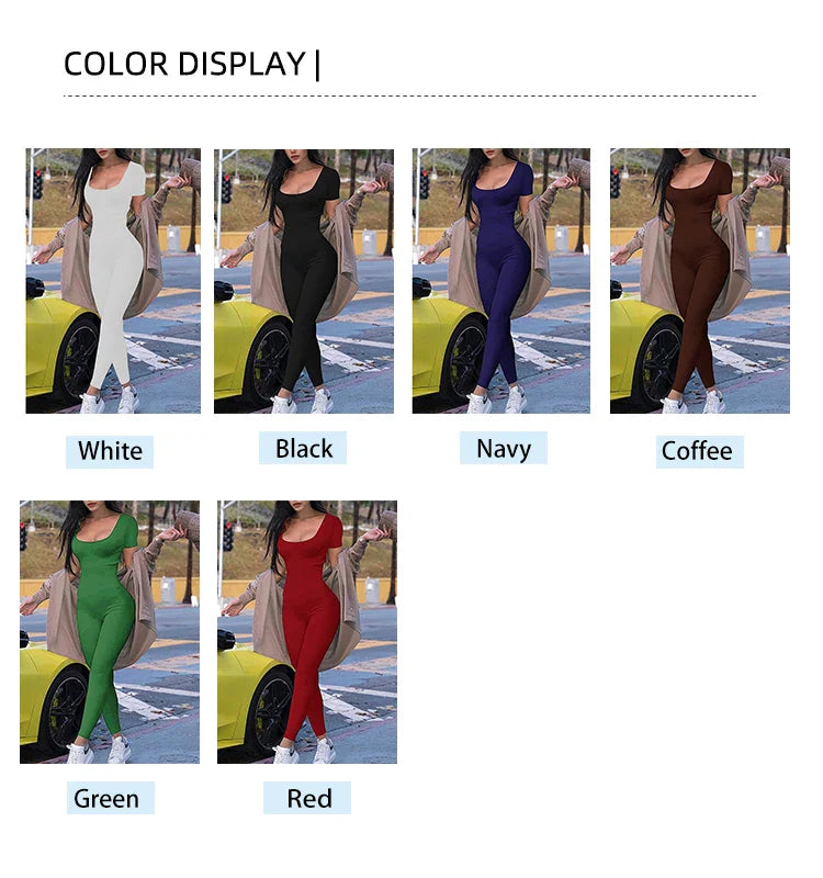 Chic Solid Bodycon Fitness Jumpsuit