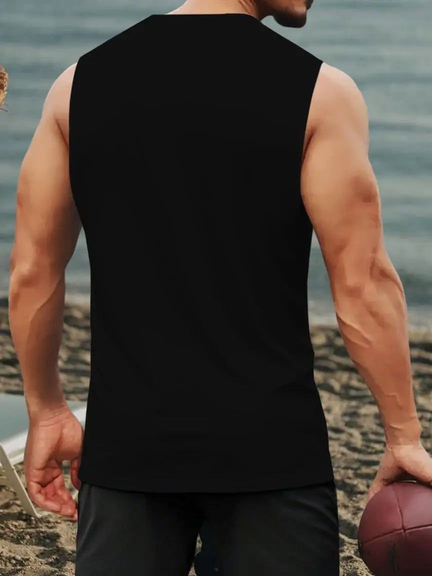 Mens Tank Tops Workout Sleeveless Shirts Summer Solid Color Polyester Quick Drying Tanks for Men Summer Beach Sports T-Shirts