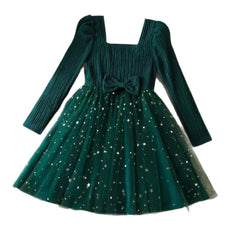 Christmas Bow Princess Girls Dress