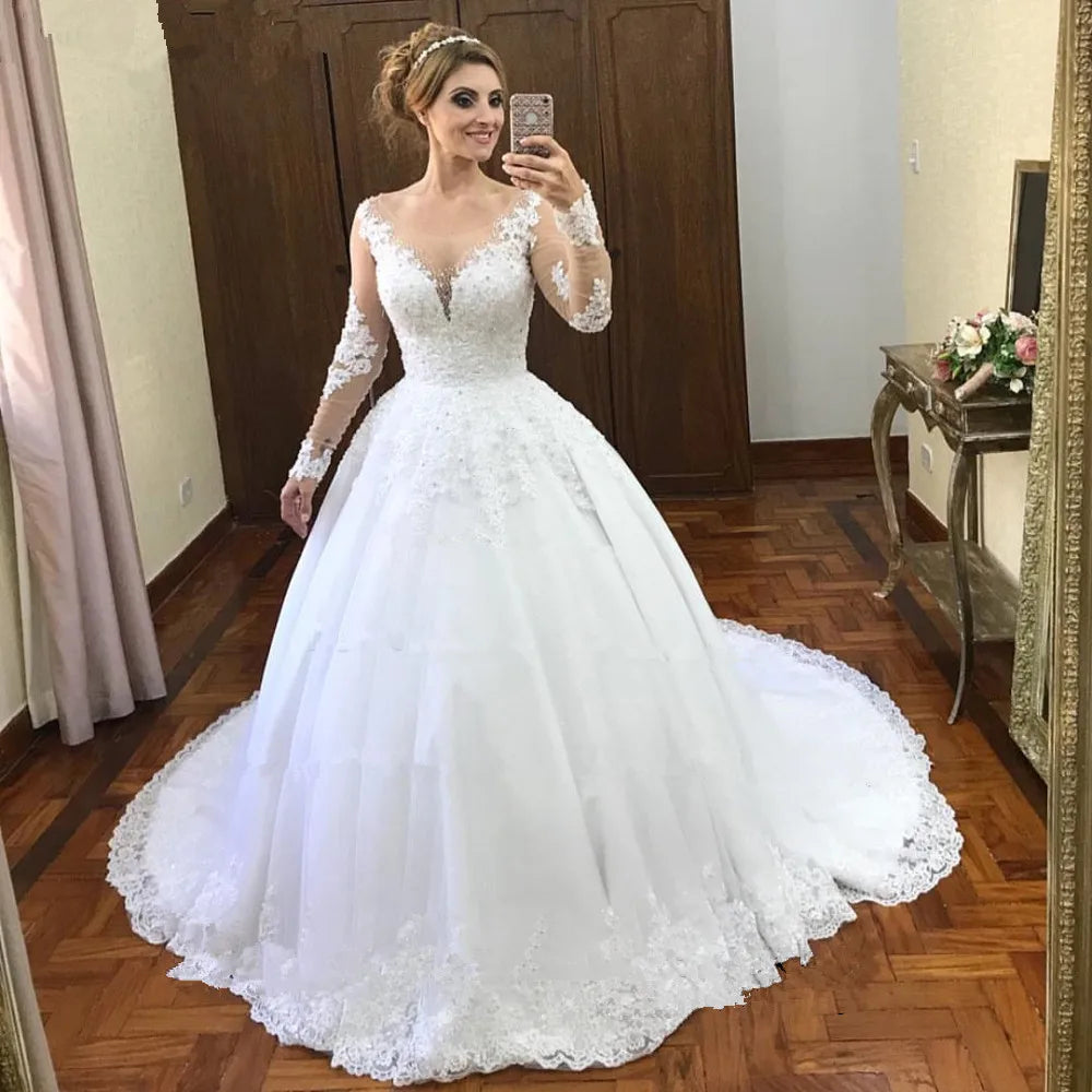 Vestido De Noiva Renda Wedding Dress 2022 Robe Mariage Sexy Bohemian Long Sleeve Wedding Dresses Bride Dress Casamento
