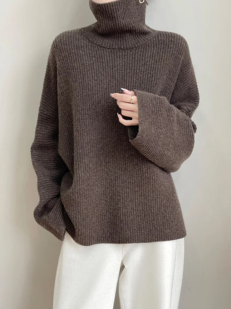 Elegant Merino Turtleneck Knit Sweater