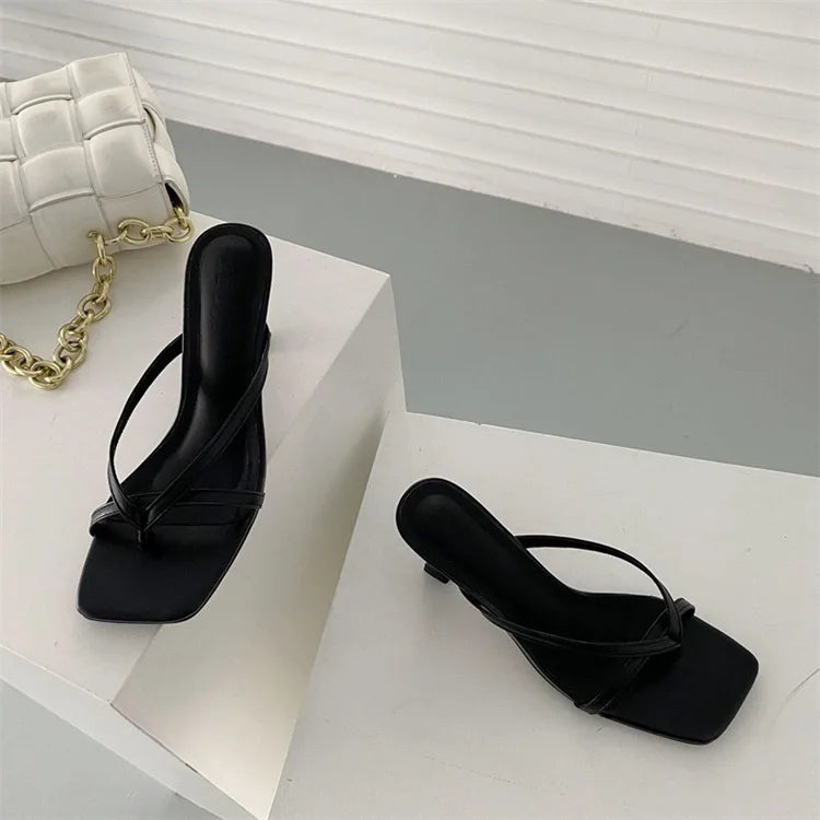 Sexy High Heels Slippers Women's Elegant Shoes Fashion Heeled Sandals for Woman Clip Toe Luxury Slippers Party Female Slides