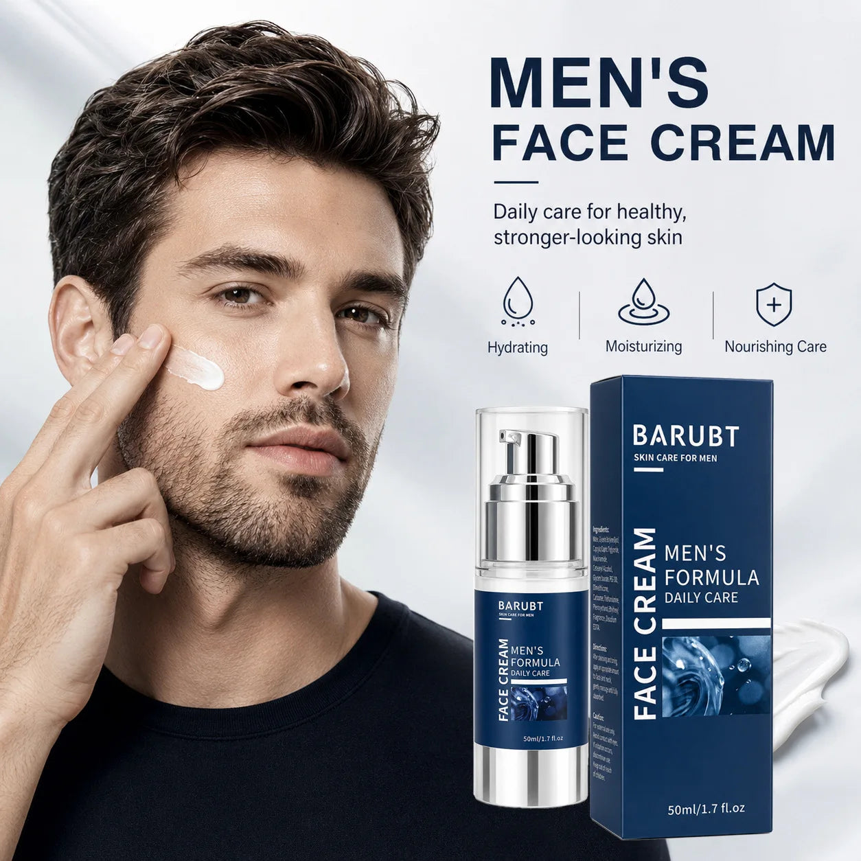 BARUBT Men's Moisturizing Cream 50ml Moisturizing Facial Skin Care Oil Control Moisturizing Autumn and Winter Men's Face Cream