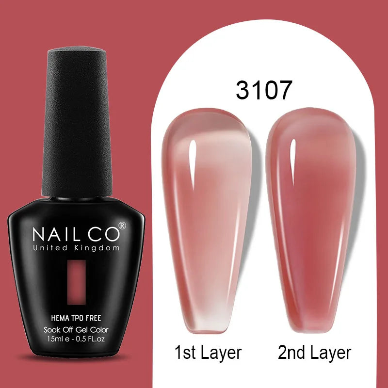 NAILCO 15ml Colorful Jelly Gel Nail Polish Gorgeous Color HEMA TPO FREE Soak Off UV LED Semi Permanent Long Wear Gel Varnish