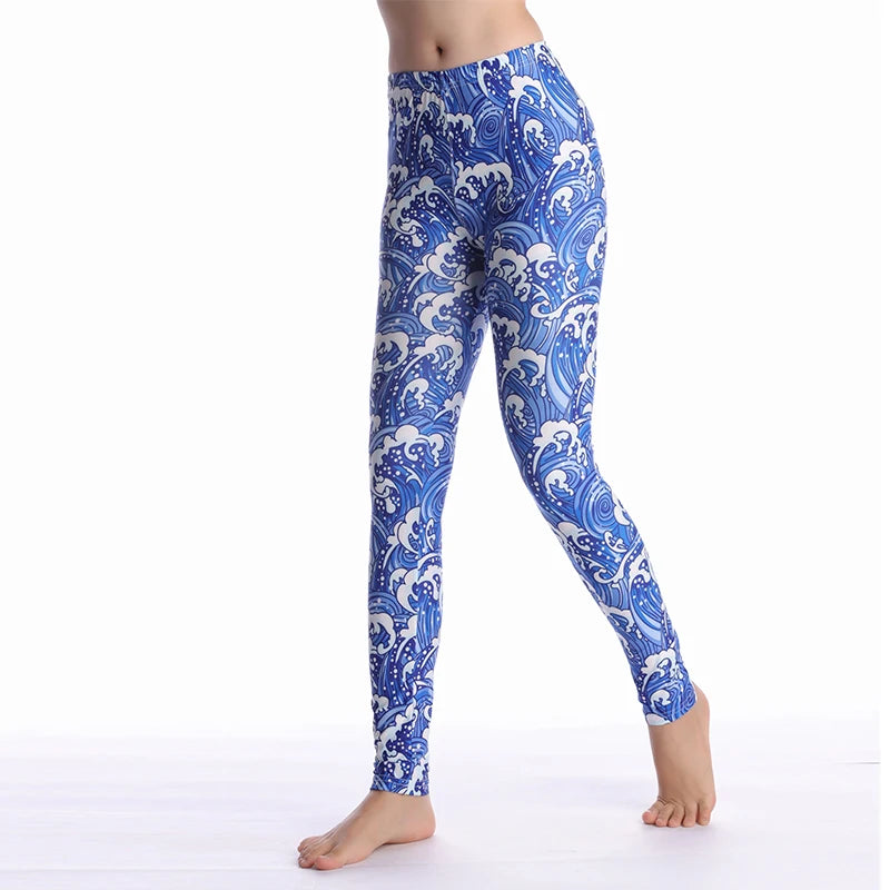 Women Leggings High Waist Cartoon Comic Beauty Print Trousers Soft Female Casual Elastic Pant