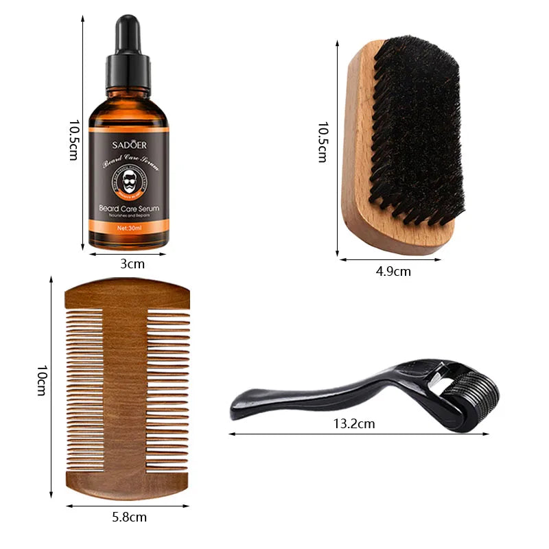 Men's beard care set, beard essence lotion, gently nourishes and strengthens the hair roots, promotes beard growth