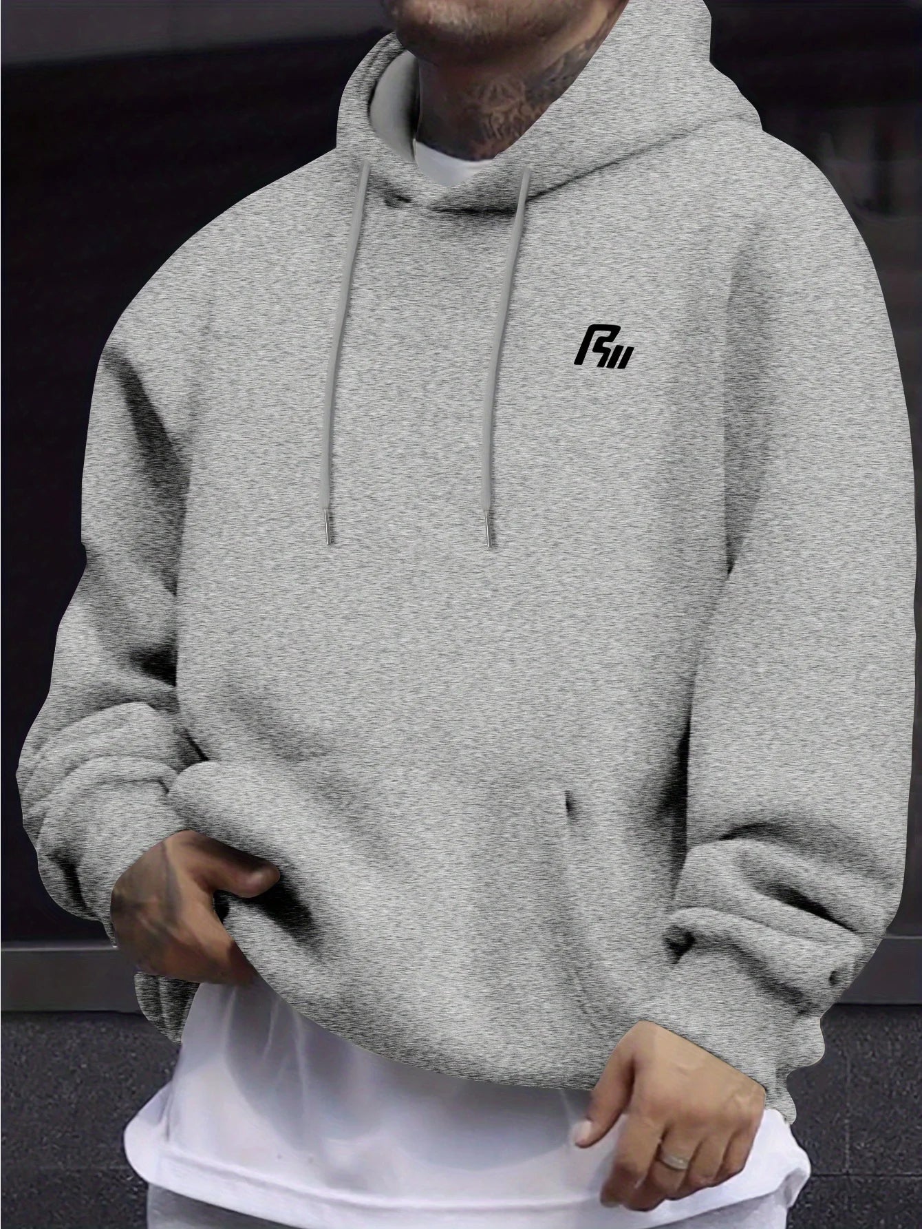 Men Women Hooded Sweatshirt. Simple Tiny Graphic On Chest, Oversized Long Sleeve Pullover Hoodie Basic Daily Casual Street Top