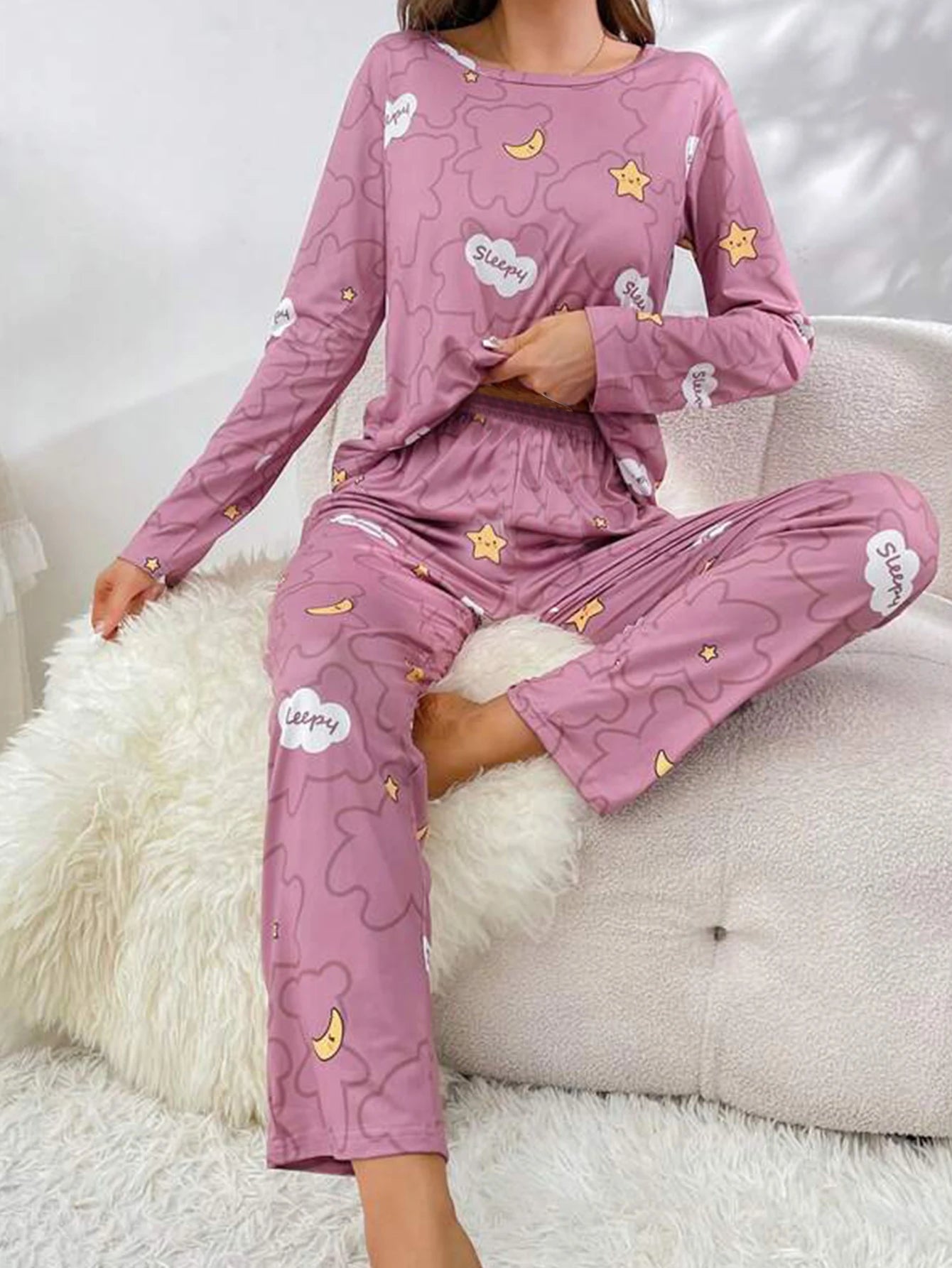 Cloud Print Lounge Pajama Set