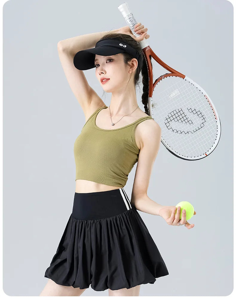 Women‘s Tennis Skirt Summer  High Waist Flared Golf Skirt with Built-in Shorts 2 in 1 Athletic Quick Dry Shorts Skirt Pickleball