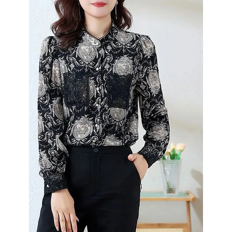 Printed Satin Commuter Shirt Women