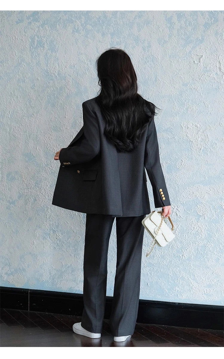 Elegant Peaked Lapel Suit Set