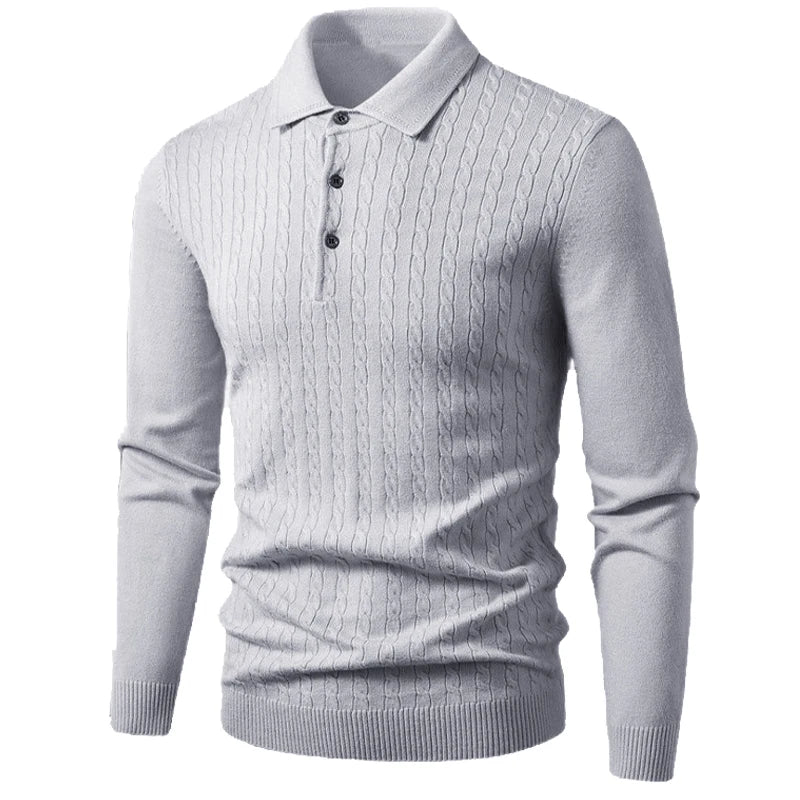 Ribbed Polo Knit Pullover