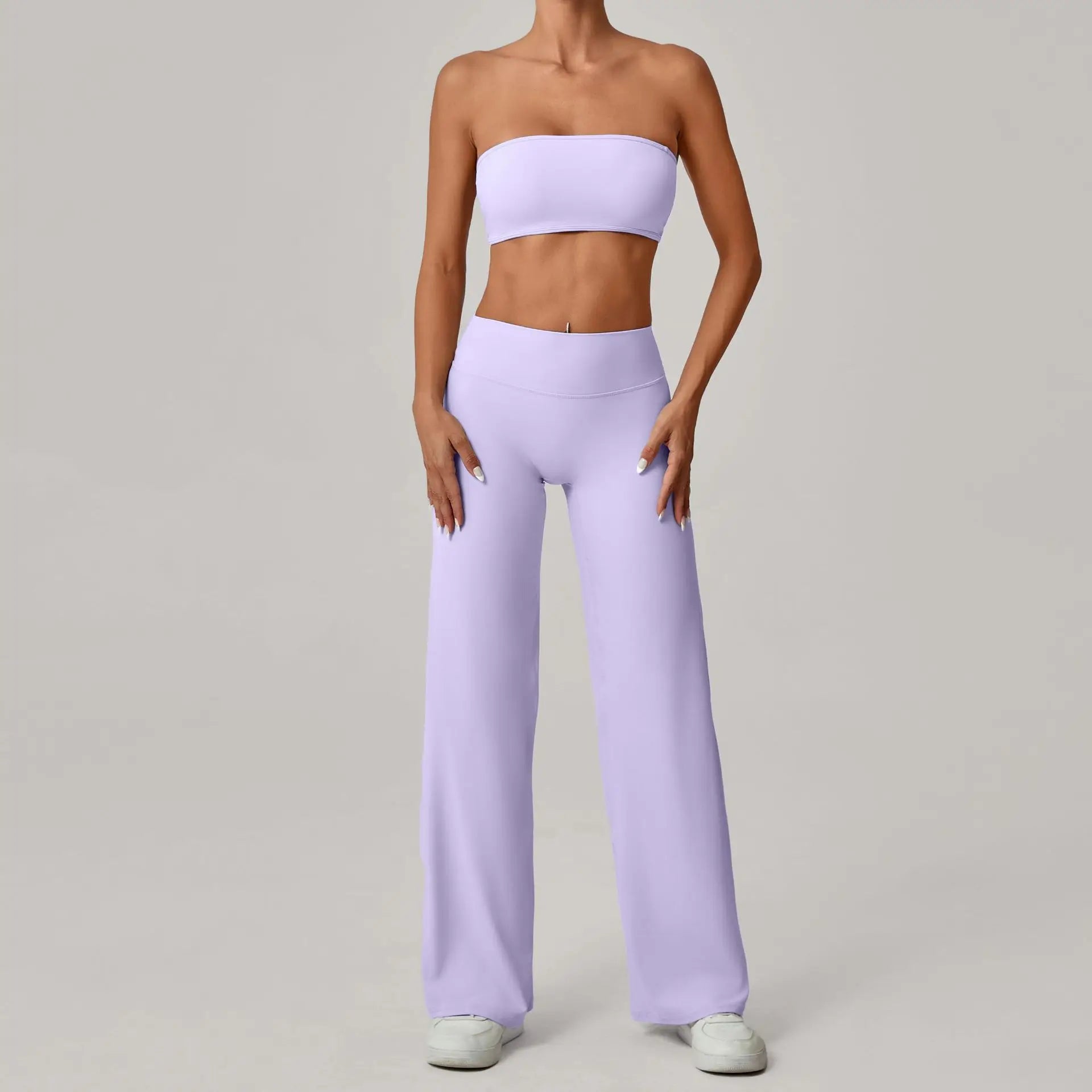 2PCS Yoga Set Women Yoga Pant Workout Tracksuit Sportswear Gym High Waist Straight Leg Bottoms Fitness Bta Sports Suit XP01