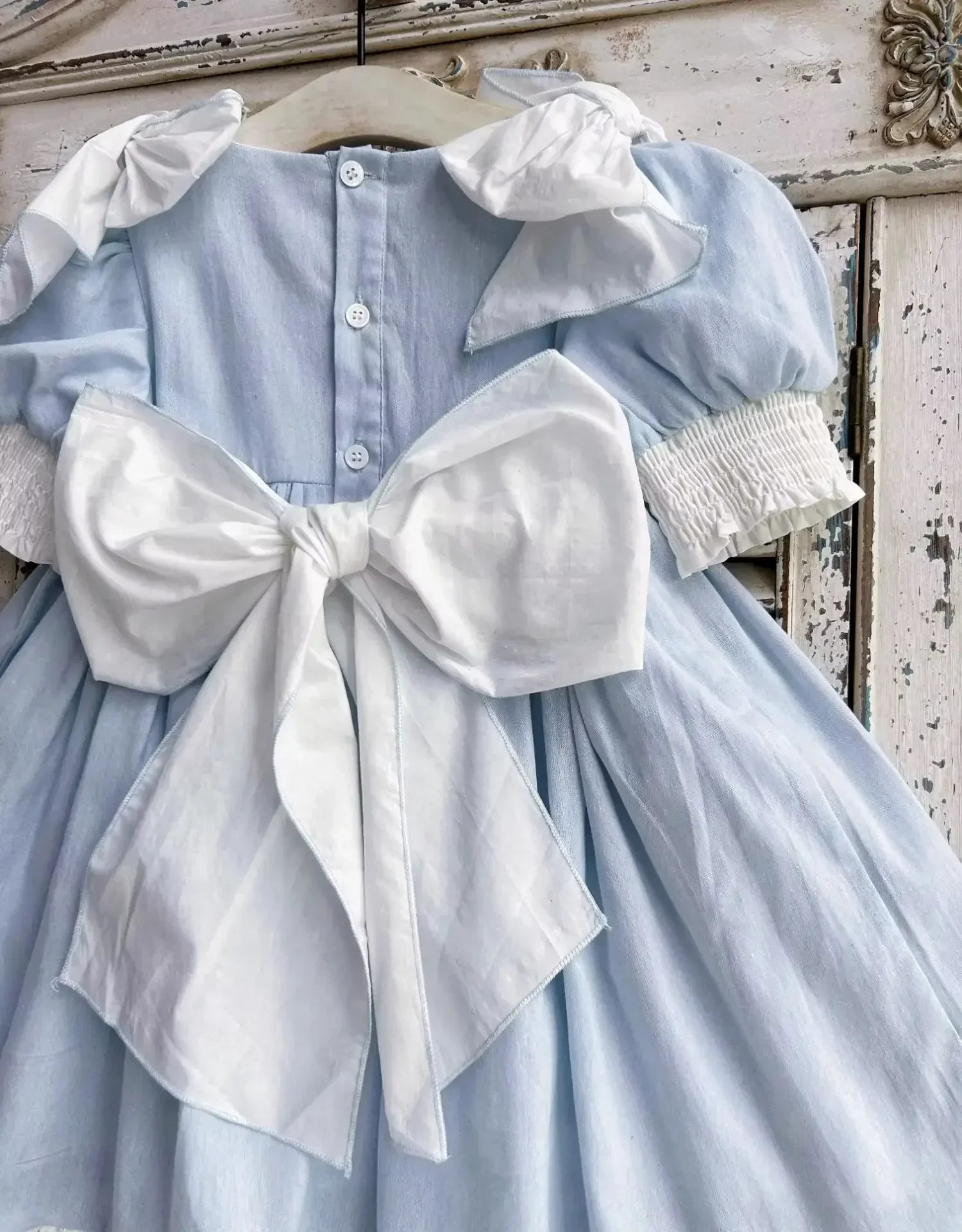 Embroidered Bow Princess Girls Dress