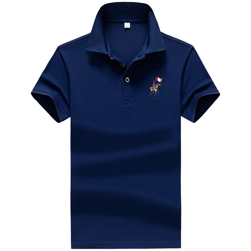 Polo Shirt Men Summer New Men's Short-Sleeved Polo Shirt Mens Embroidery Synthetic Fiber Fabric Youth Casual Business Polo Shirt