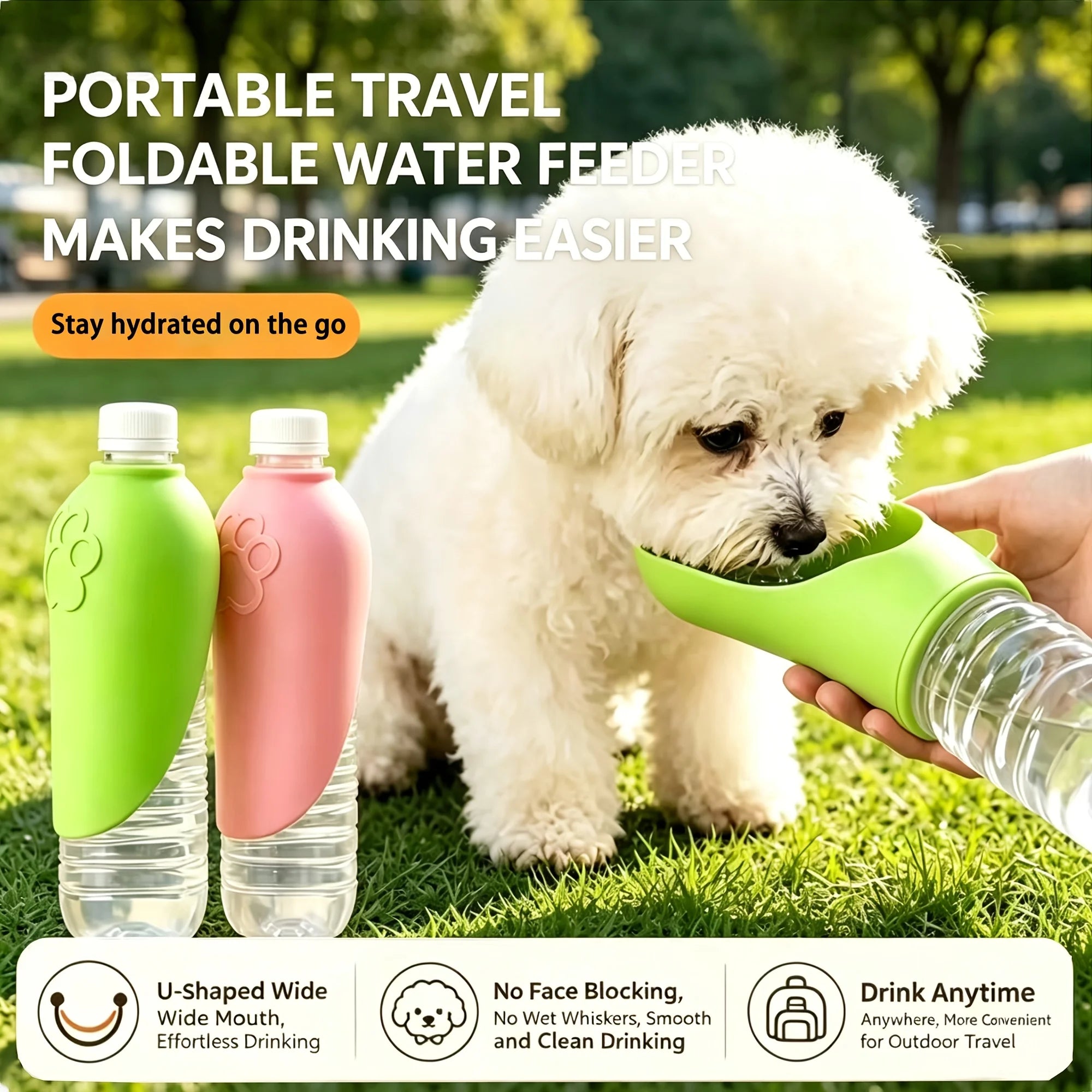 Pet Travel Cup, Leak-Proof and Foldable, with a Removable Bowl, Dishwasher Safe, a Must-Have for Outdoor Walks and Trips