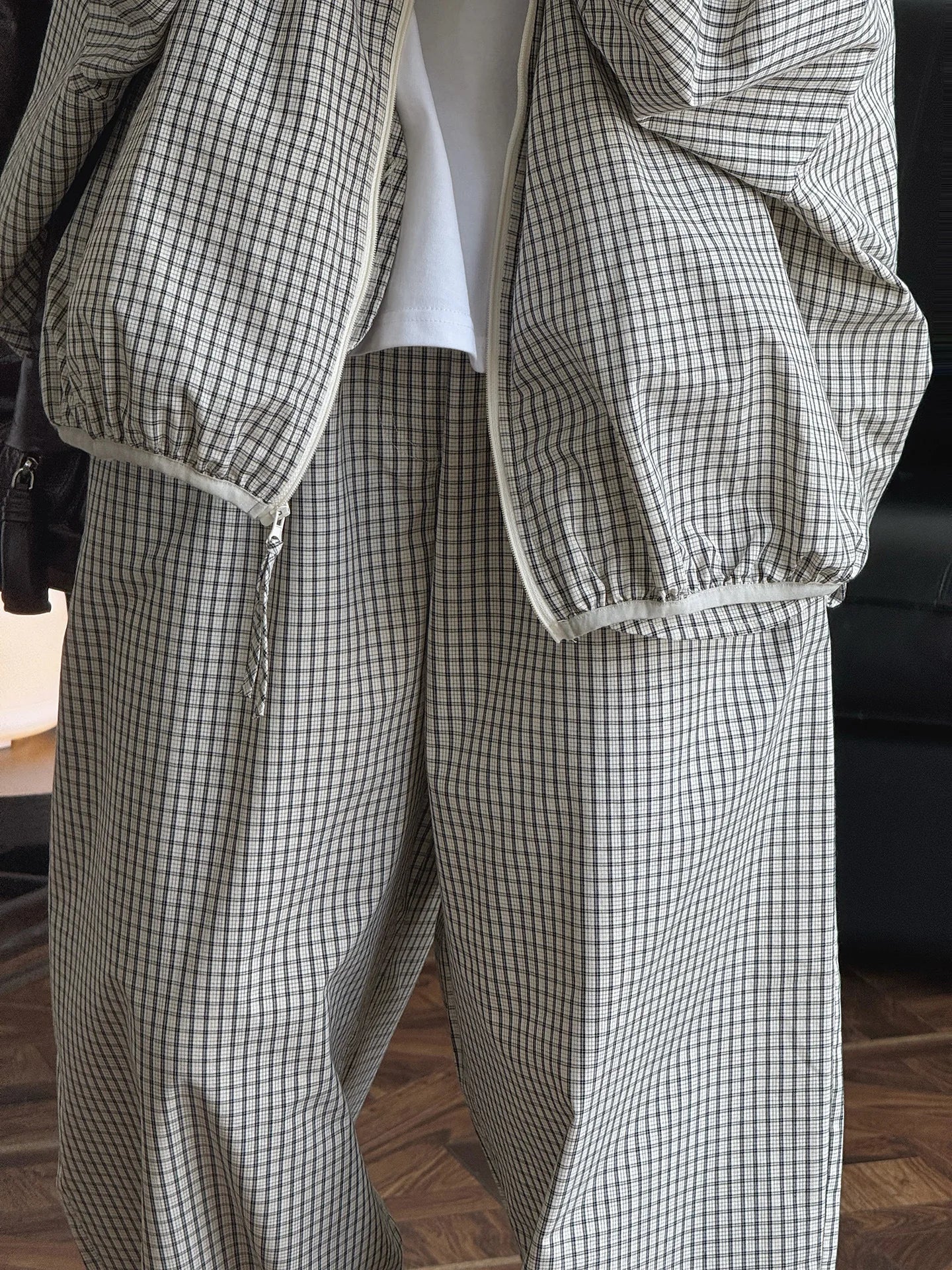2026 Women Summer Long Pants High Waist Wide Leg 80% Cotton Plaid Pants Fashion Clothes Vintage Pants Female Trousers