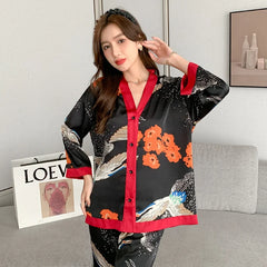 Ice Silk V Neck Pajama Set