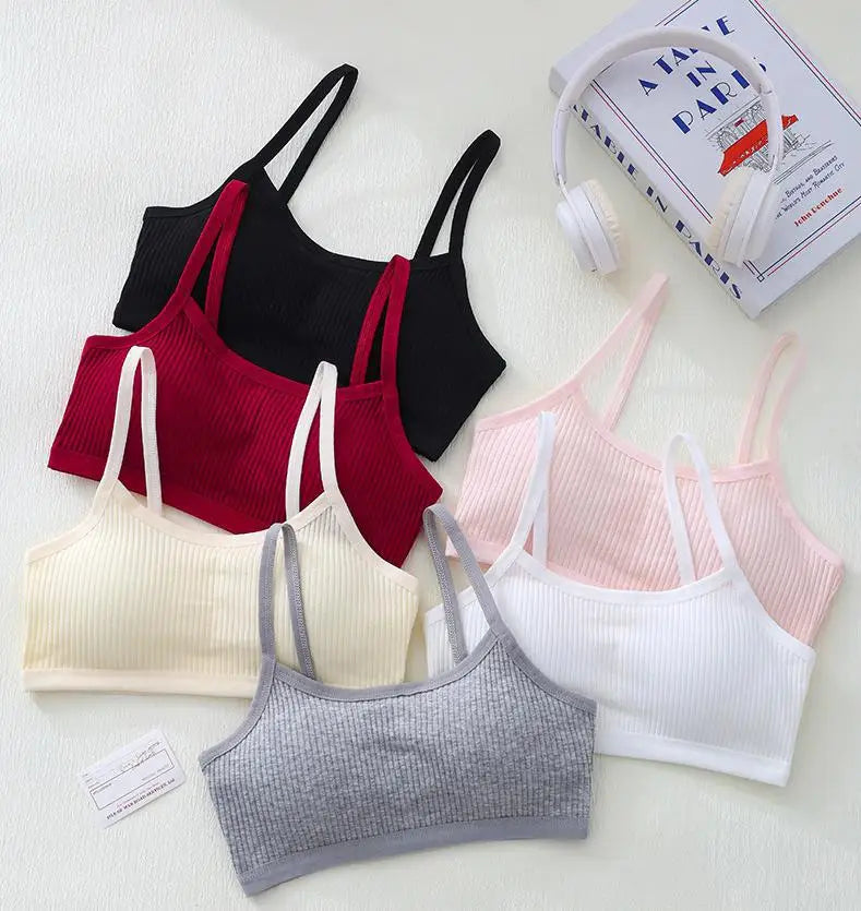 1PC Cotton Teenagers Girls Training Bras Solid Developmental Girls Sports Bras Soft Brassiere Kids Tank Tops Children Underwears
