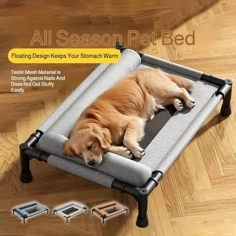Pet Furniture Mesh Elevated Dog Beds Breathable Removable Raised Dog Bed With Soft Pillow Outdoor Dog Cat Bed Patio Sunbathing