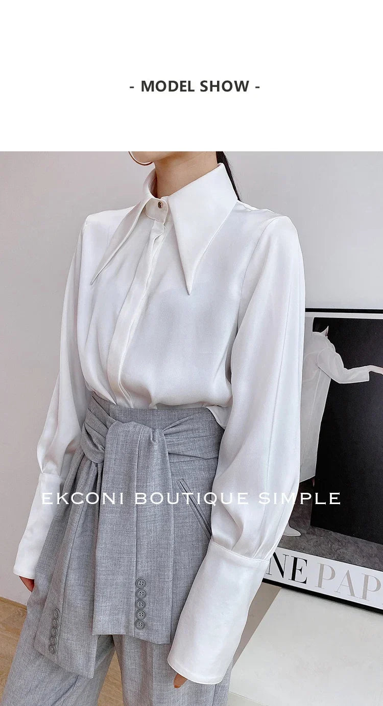 Elegant Satin Office Casual Shirt