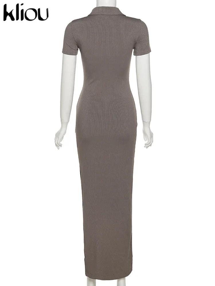 Elegant Collar Side Slit Dress