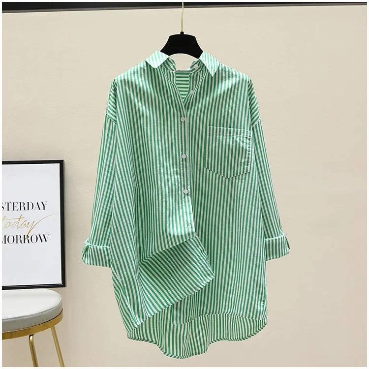 Striped Loose Office Shirt Women