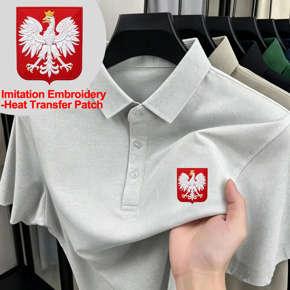 Poland Coat Of Arms Print Polo Shirt Mens Casual Breathable Lapel Tops Basic Short Sleeve T-Shirts Summer Commuting Male Clothes