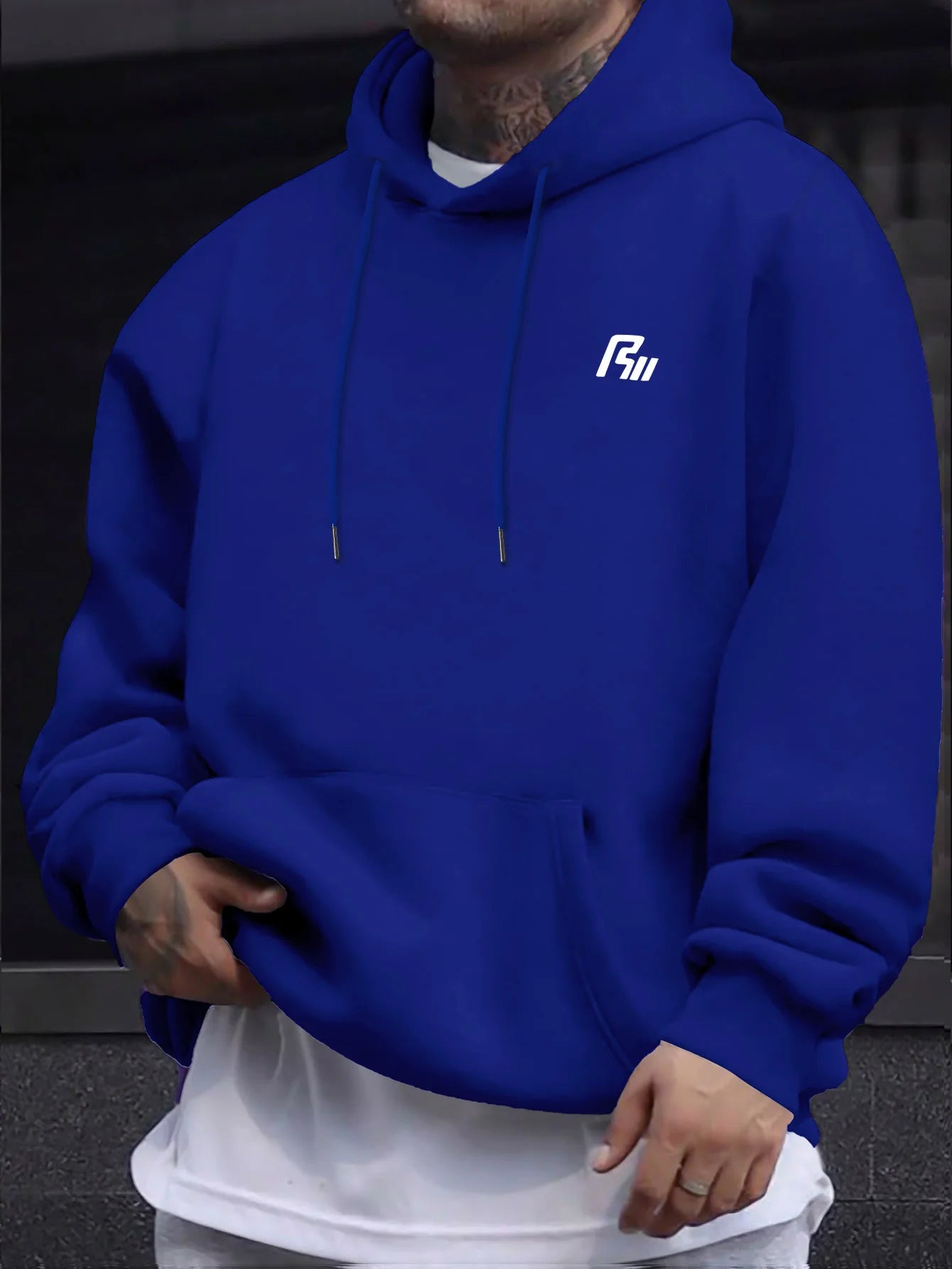Men Women Hooded Sweatshirt. Simple Tiny Graphic On Chest, Oversized Long Sleeve Pullover Hoodie Basic Daily Casual Street Top