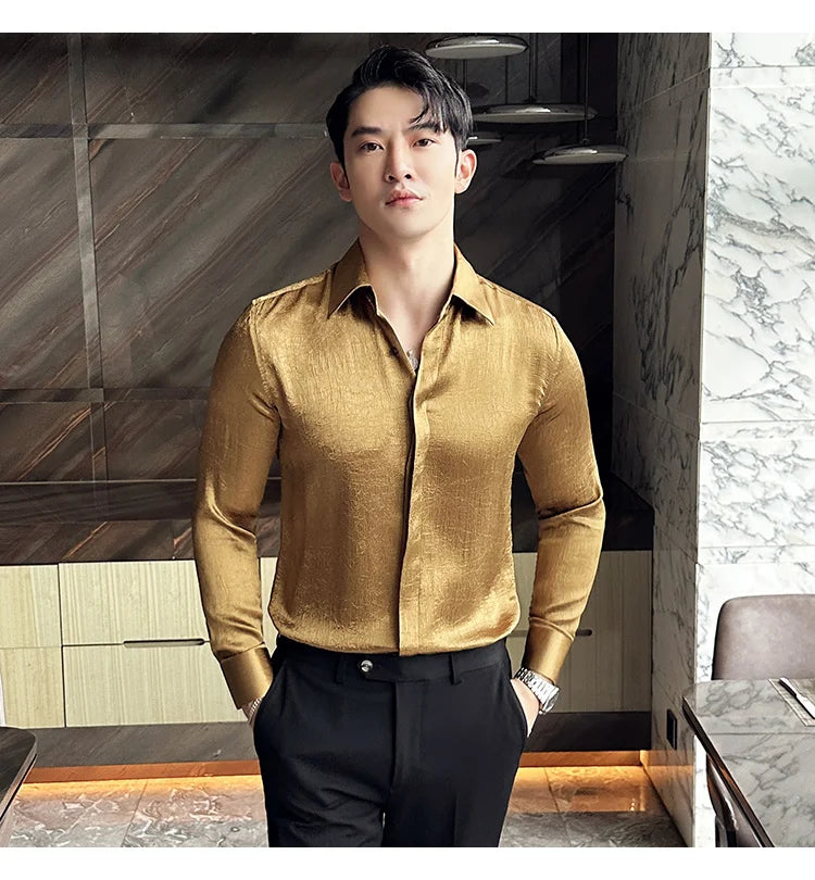 Glossy Slim Fit Men’s Dress Shirt