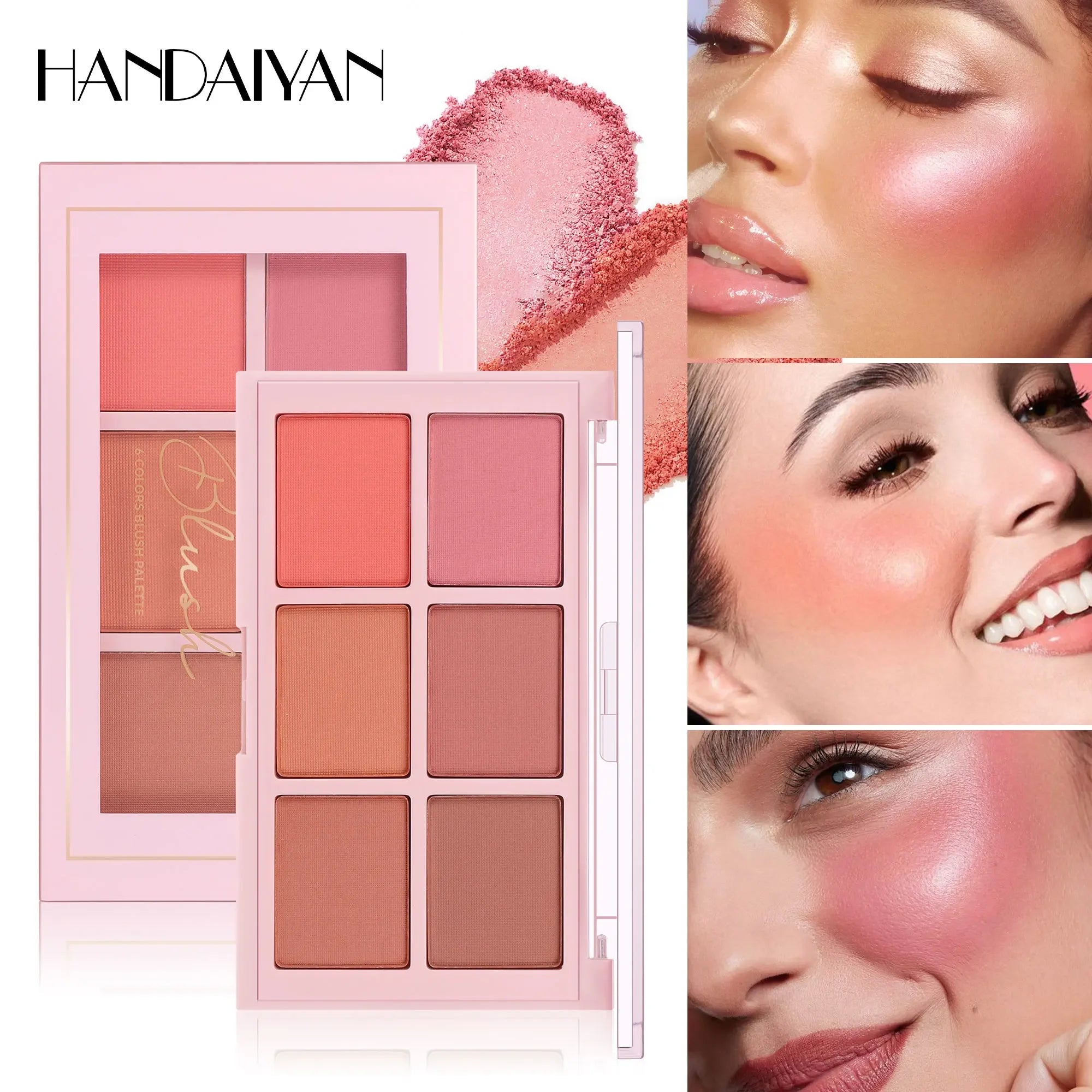 Matte Blush Palette Highly Pigmented Long Lasting Face Makeup Natural Finish Brighten Skin Contour Highlight Powder