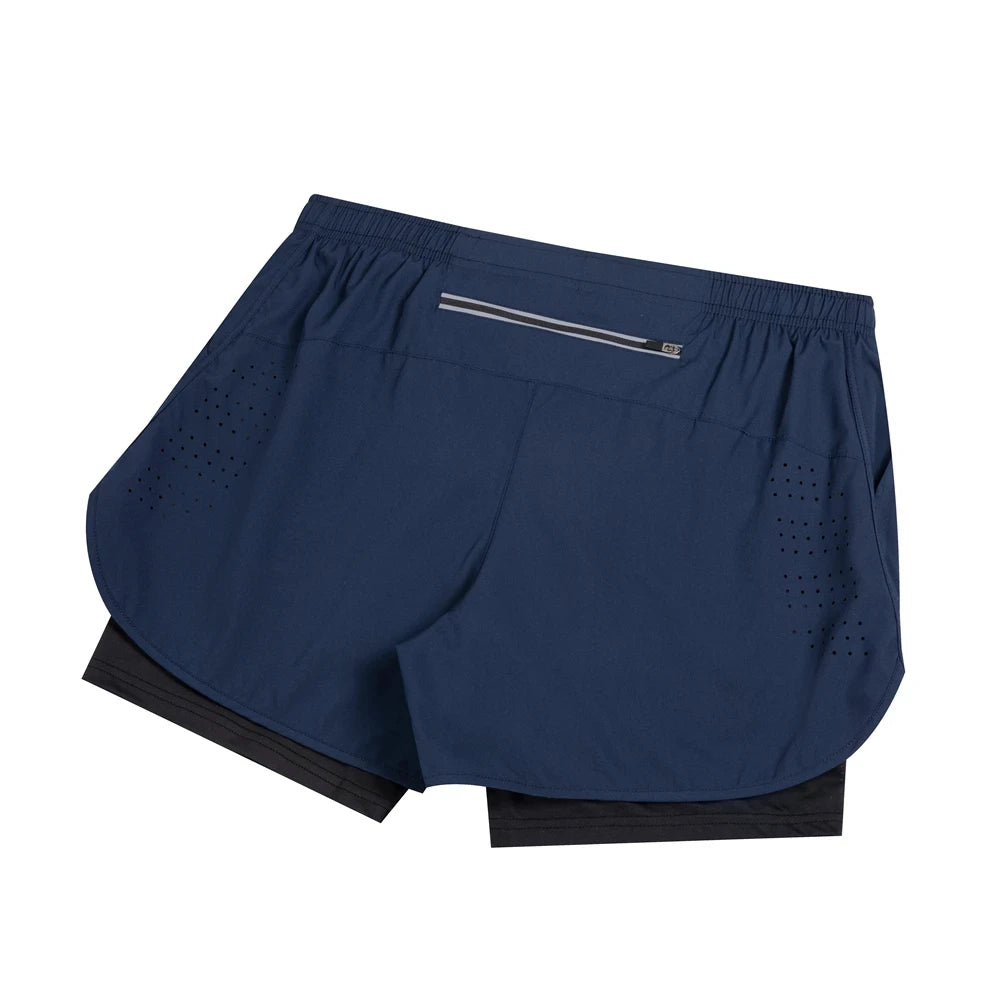 Summer Men's Reflective Running Shorts Fitness Quick Drying Double-Layer Shorts Men's Exercise Training Bodybuilding Shorts