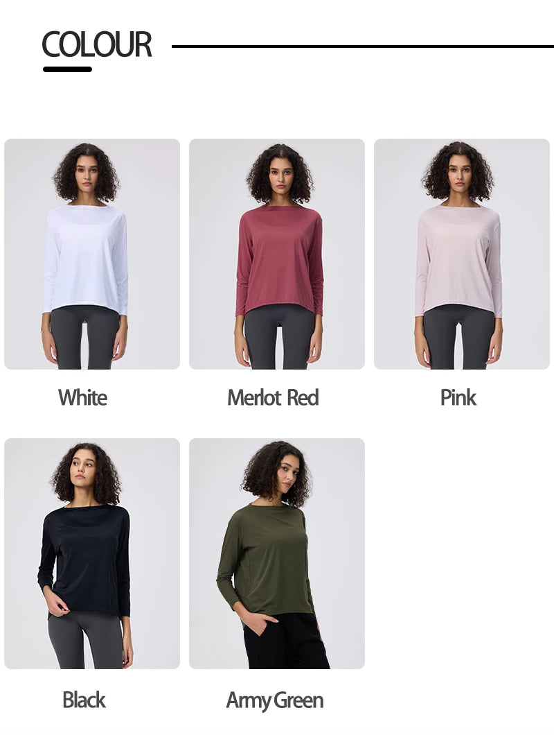 Yoga Long Sleeve Workout Top Running Clothes Physical Shirts & Blouses Top Fitness Loose T-shirt Clothing Sportswear Woman Gym