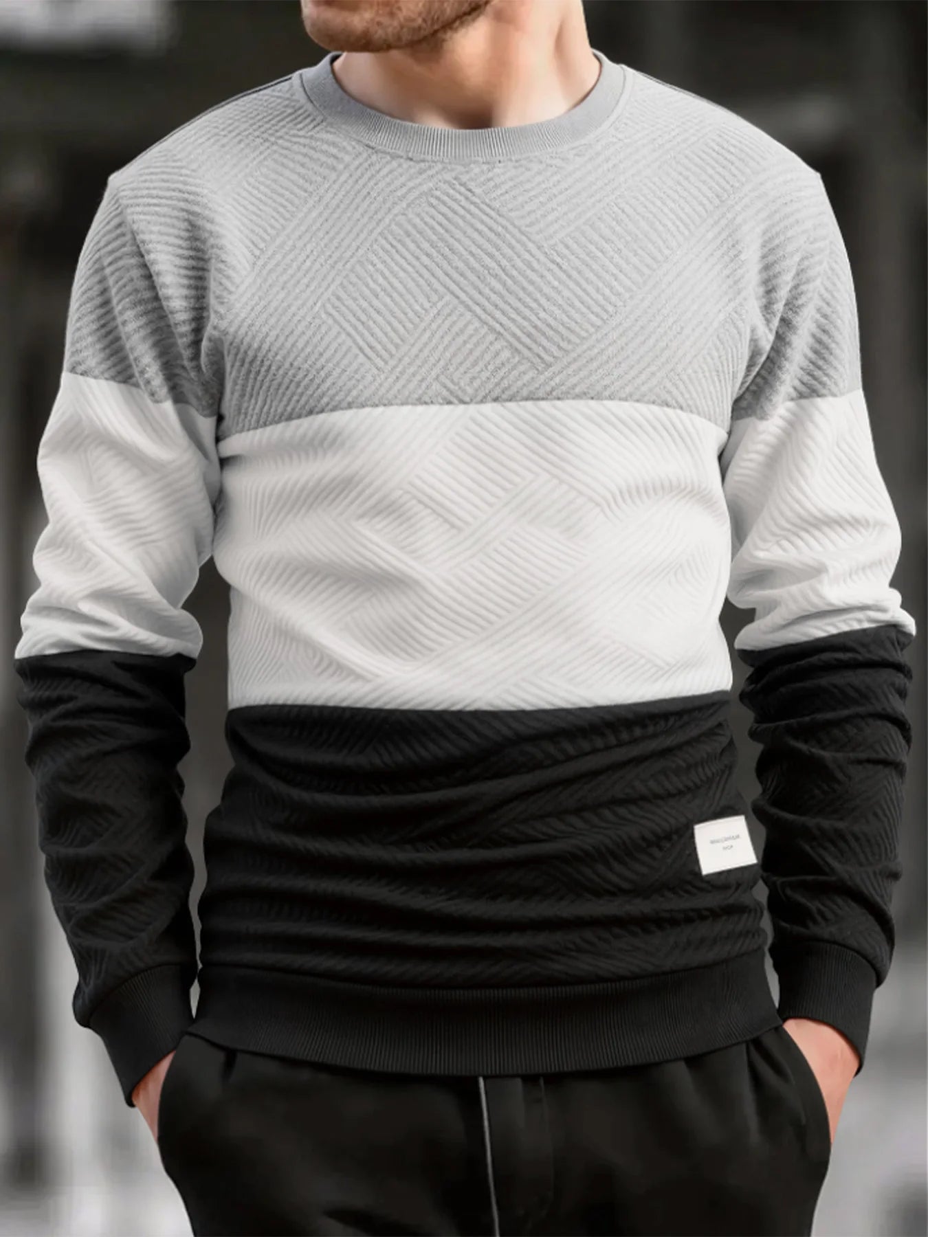 Thick Patchwork Knit Pullover
