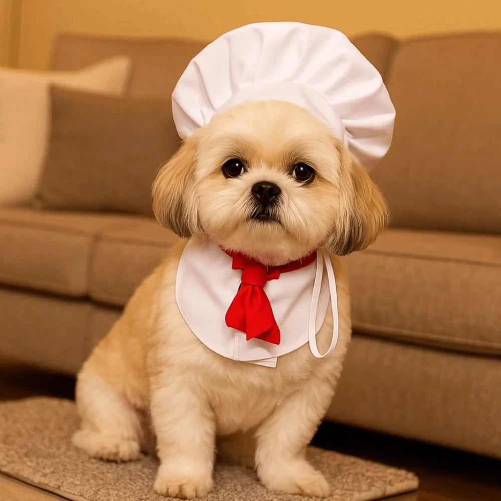 Pet Accessories Cute Pet Cooking King Hat Adjustable Comfortable Chef Hat Set Stylish Cat Cosplay Hat Pet Fashion Show