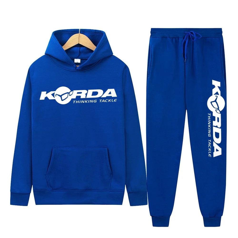 Men's Women 2Pcs Sets Fleece Sweatshirt Hoodies Pants Korda Inspired Tribute Male Sportswear Tracksuits Unisex Ensemble Homme