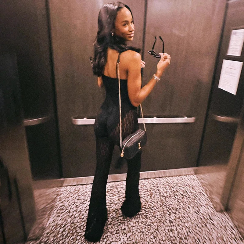 Lace Mesh Backless Summer Jumpsuit