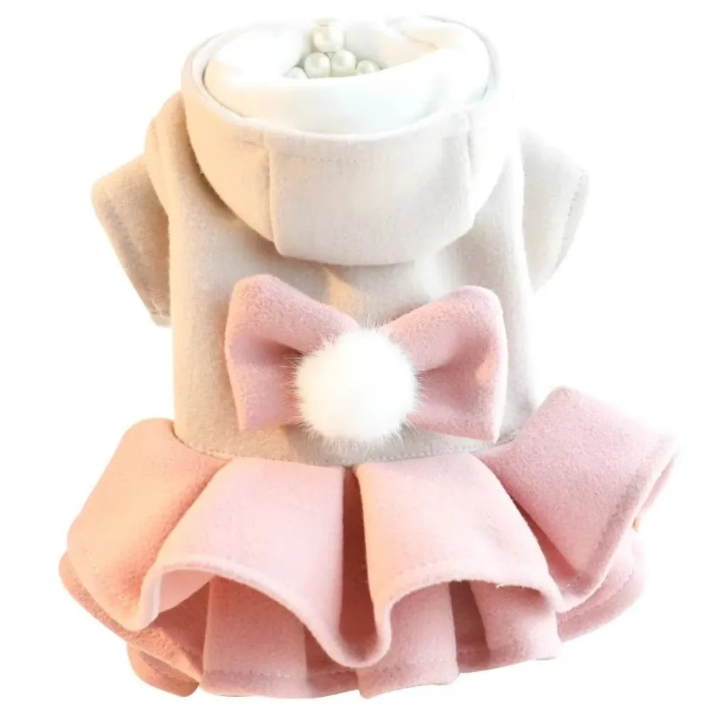 Fashion Autumn Winter Outfit Pet Dog Clothes Woolen Tutu Skirt Pet Coat Dog Dresses Teddy Bear Cat Princess Skirt for Small Dogs
