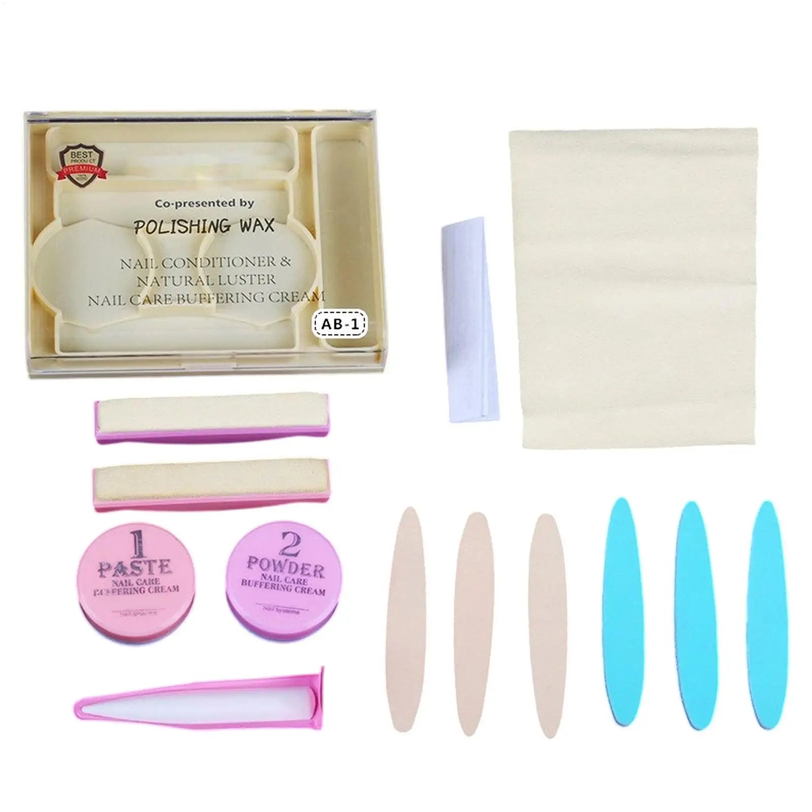 Nail Arts Tool Set With Polishing Wax Natural Nail Manicure Kit 3D Nail Tips Carving Tools For Home Salon Daily Party