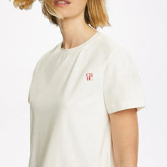 Women's T-shirt casual new style beige embroidery design fashion versatile T-shirt