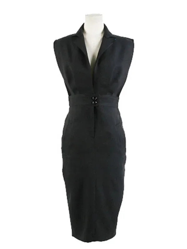 Elegant Sleeveless V-Neck Midi Dress
