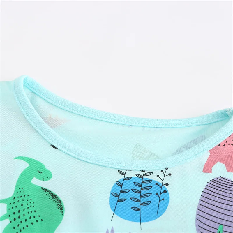 Dinosaur Print Cotton Girls Dress