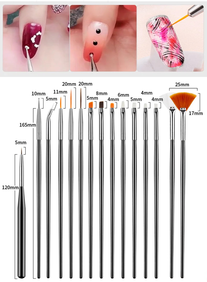 Nail Art Brushes Nail Art Tool Set Nail Dotting Tools Nail Dust Brush Striping Long Lines Nail Drawing Pen Nail Design