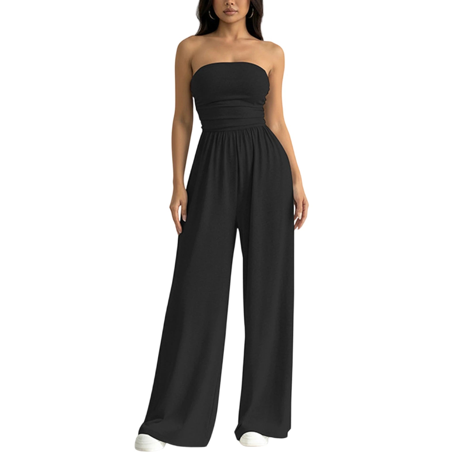 Strapless Wide Leg Casual Jumpsuit