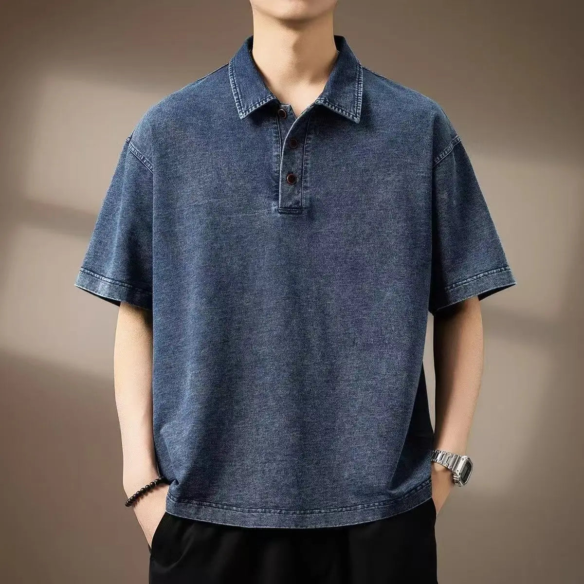 American Style Denim Summer Polo