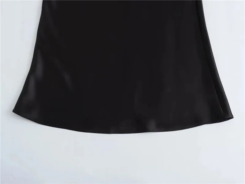 Elegant Satin Office Midi Skirt